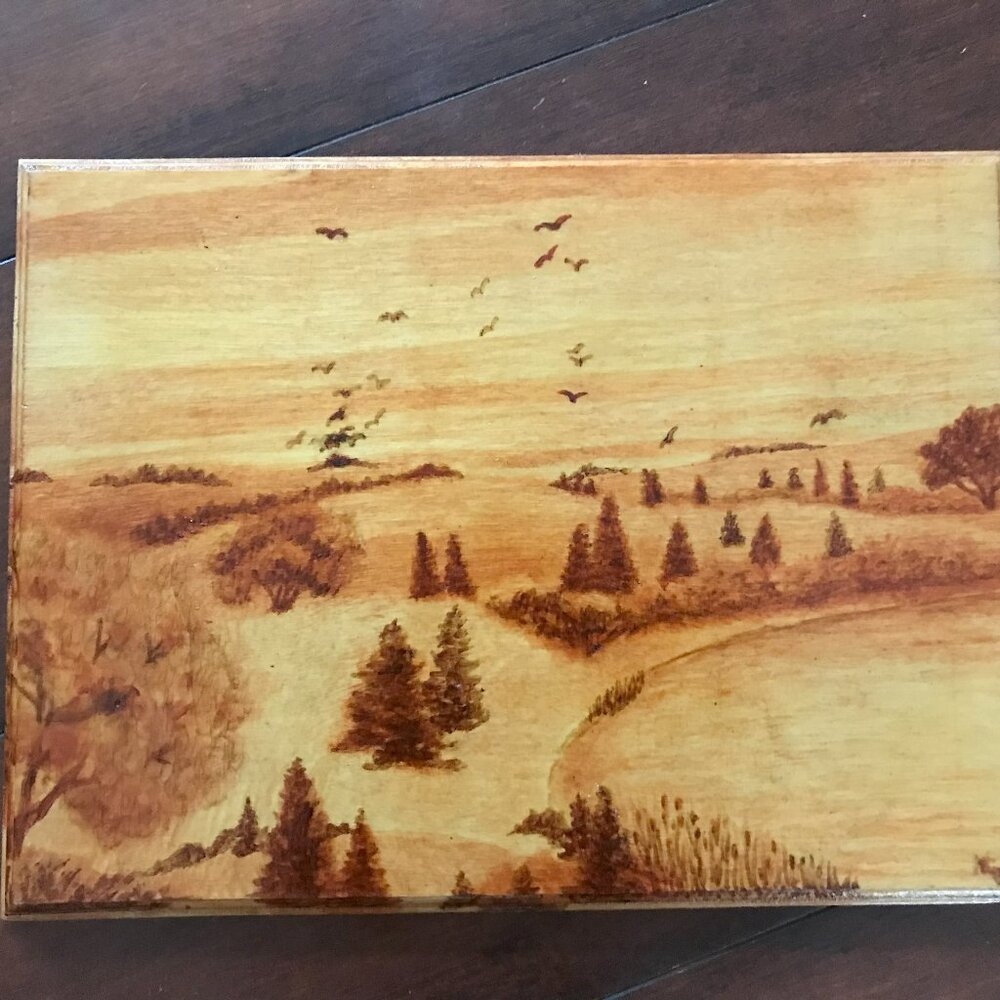 Burnt Sienna landscape on wood II